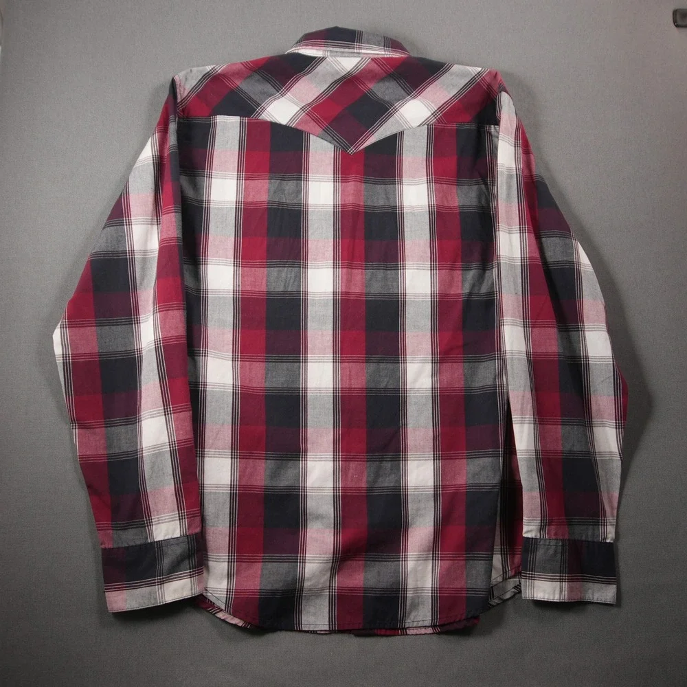 Levi Plaid Pearl Snap Western Cowboy Rodeo Red Black Men Shirt XL Ranch Y2K